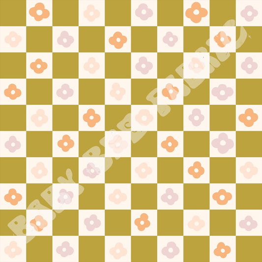 Floral Green Checks