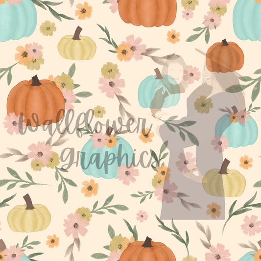 Watercolor Floral Pumpkin