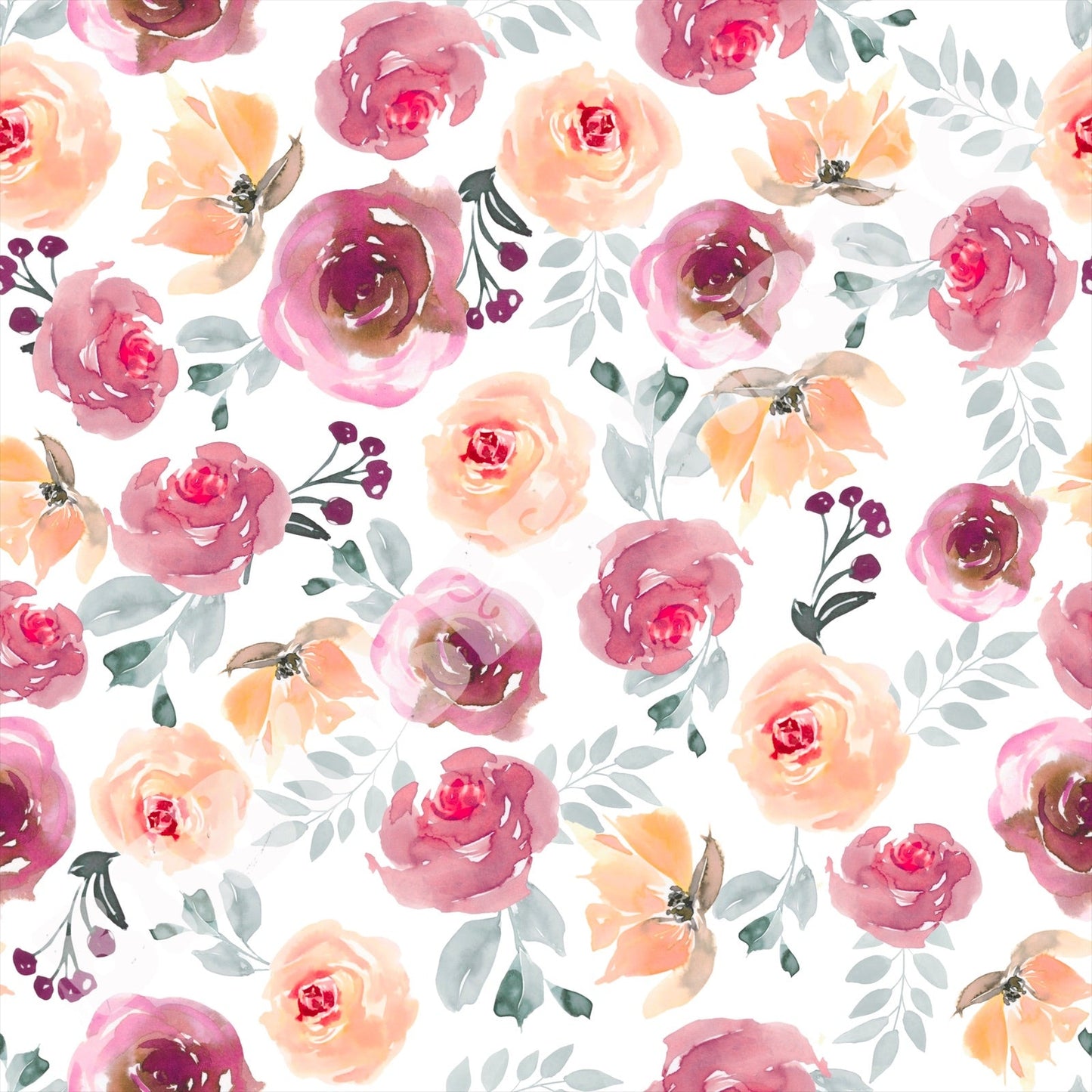 Watercolor Flowers Pink