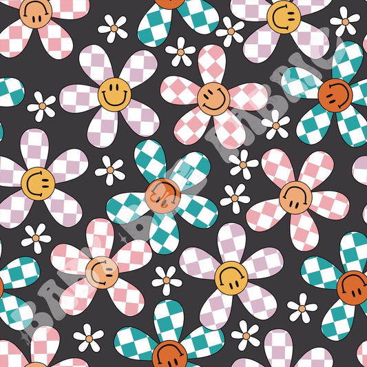 Black checkered Floral