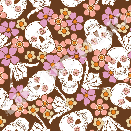Retro Floral Skull