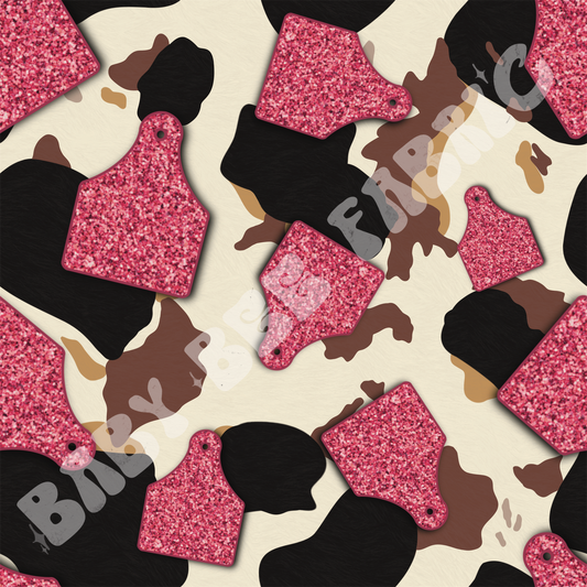 Pink Glitter Cow Tags