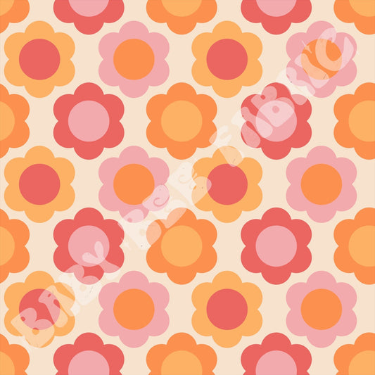 Retro orange floral