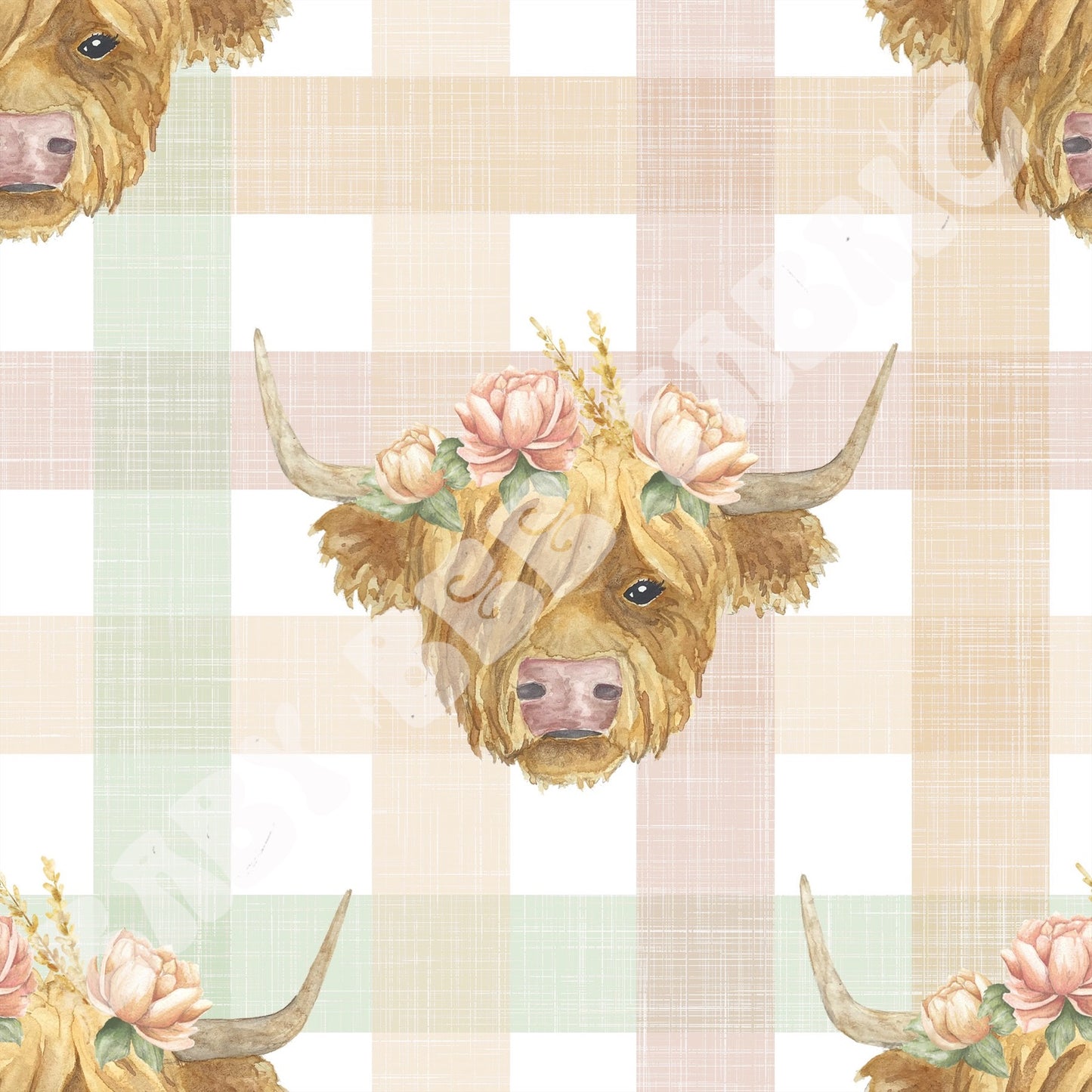 Gingham Highland Cow