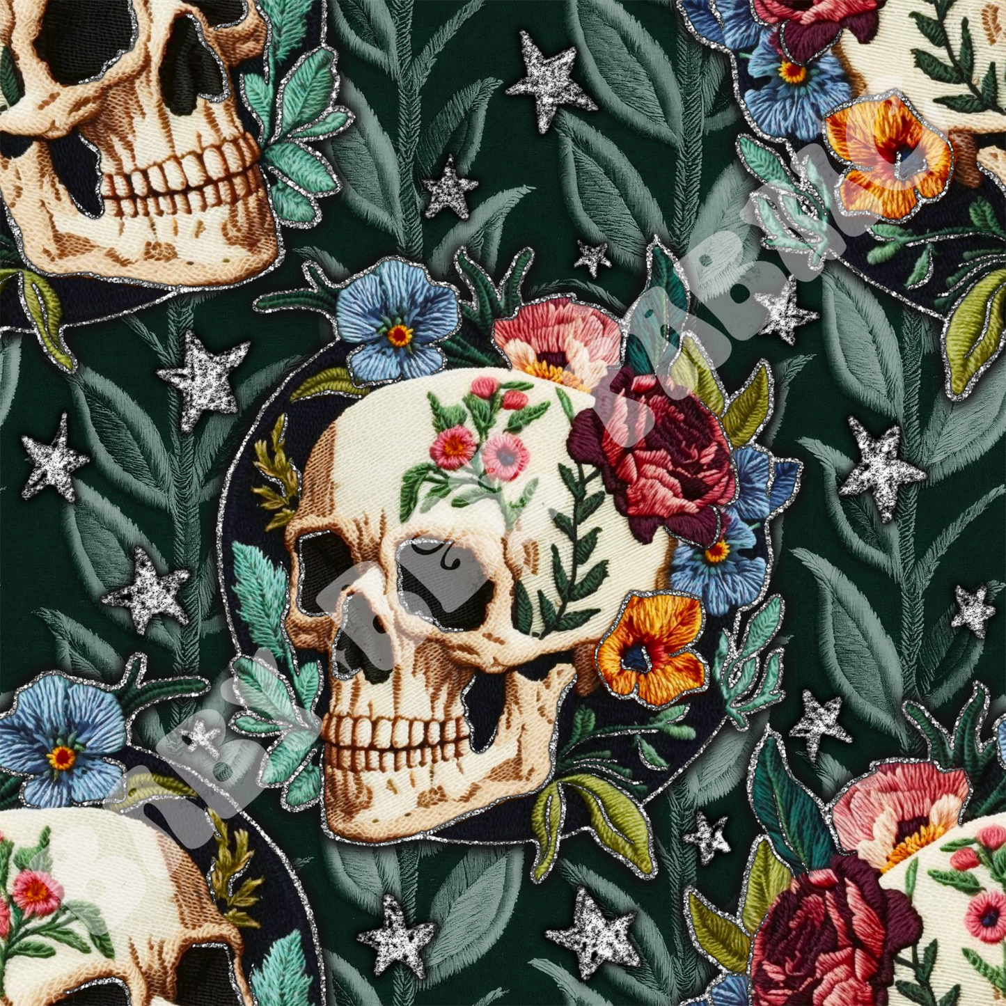 Skull Floral Embroidery