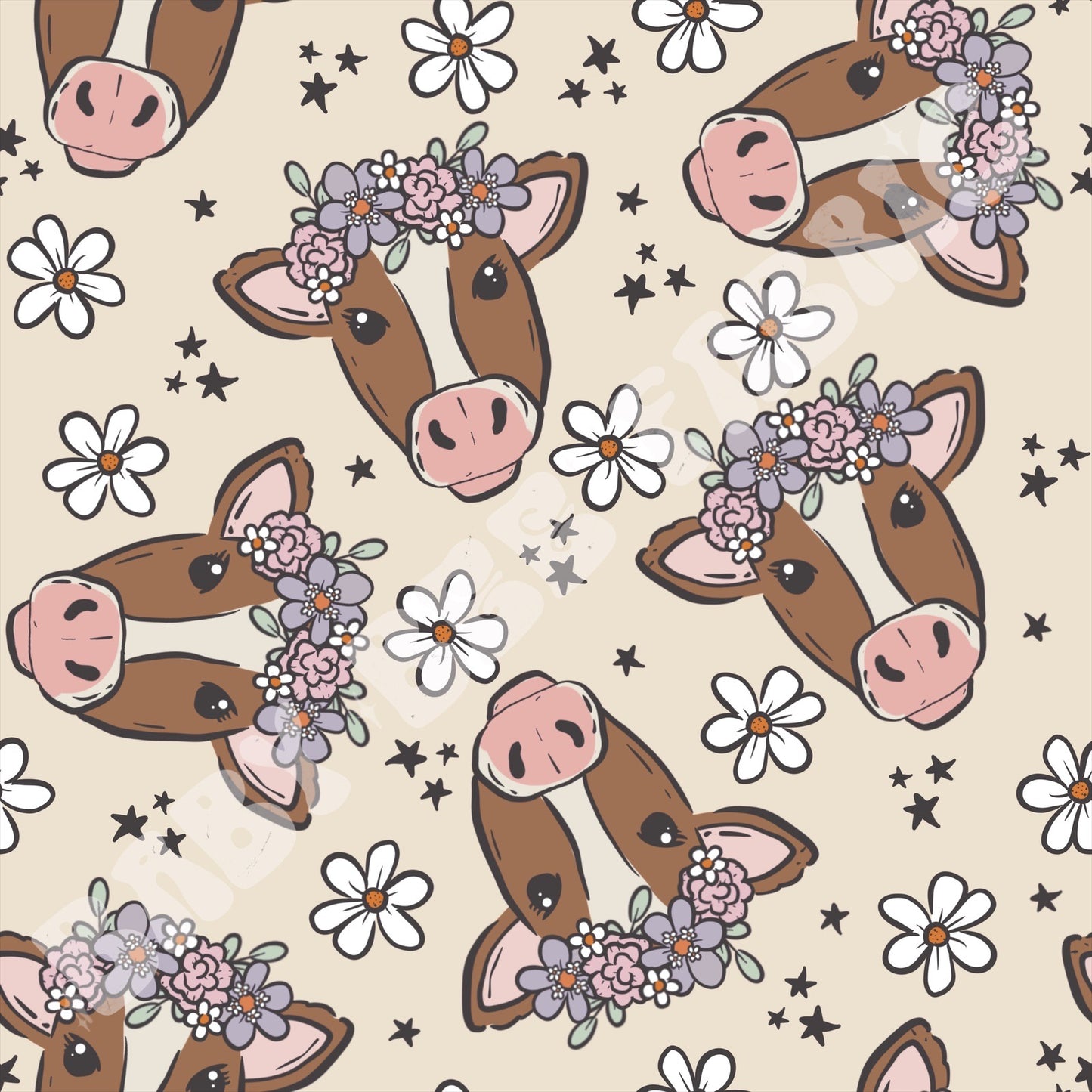 Tan Floral Cow